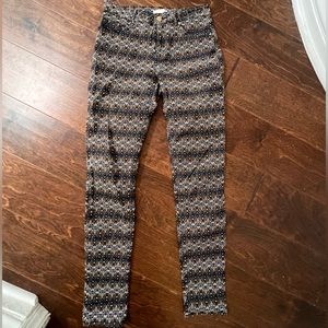 H&M Ladies 4 (28x29) Skinny Blue/ Gold Textured Stretch Pants